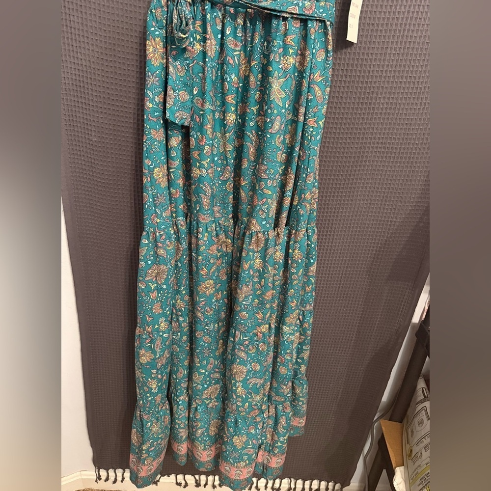 NWT Boemo Floral Maxi Dress Boho Prairie Style Womens S Belted Collared - Picture 7 of 10